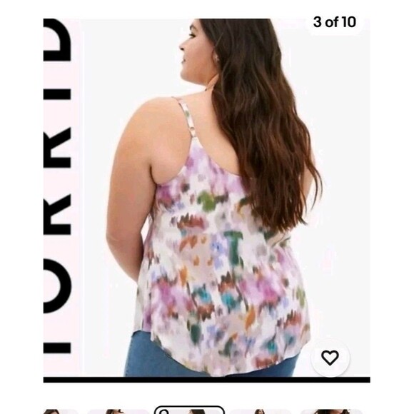 Torrid Size 1(14/16)Floral Watercolor Ava Challis Boho Sleeveless Tank Top Cami - Picture 5 of 9